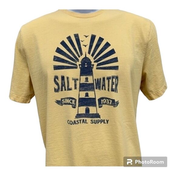 Izod Saltwater Lighthouse Graphic T-Shirt Men's Medium - Picture 2 of 4